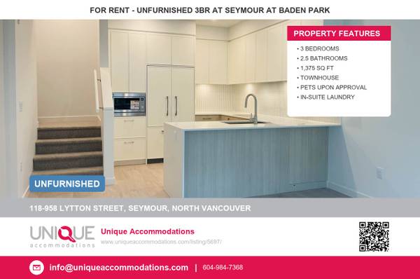 UniqueAccommodations.com ID:5697 Unfurnished 3 bedroom Townhome 1
