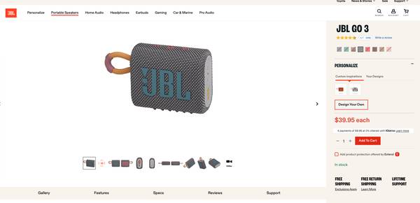 JBL Go 3 with USB C charging cable - $2563471019568259122