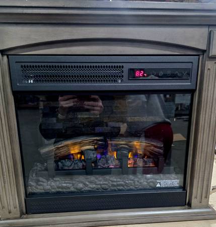 Brand New 25" Gray Duraflame Twin star Infrared quartz Fireplace Mantle W remote 1