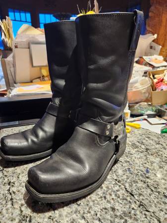 HARLEY DAVIDSON BLACK LEATHER SQUARE TOE EAGLE HARNESS RIDING BOOTS 1