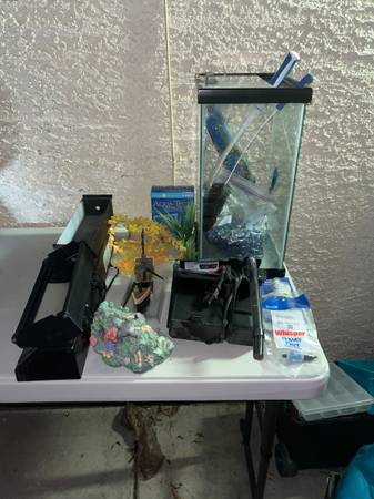 Fish Tank with Filters, DecoFisrations & Accessories – $60 (Henderson) 1