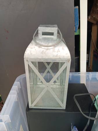 Galvanized Metal Lantern CandleHolder Farmhouse Country Decor 1