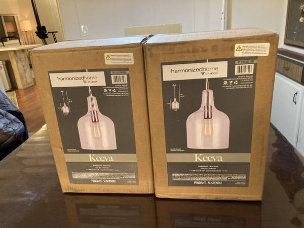 Pair new pendant lights, brushed nickel 1