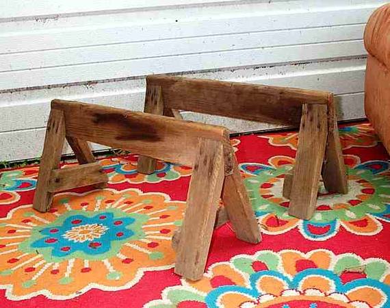 SAW HORSE PAIR Compact Size Horses Work Shop Wood Cut Tool Saw Cutting 1