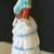 VTG COMPLETE half doll figurine, lady with Blue ruffled dress & Flower 2 thumbnail
