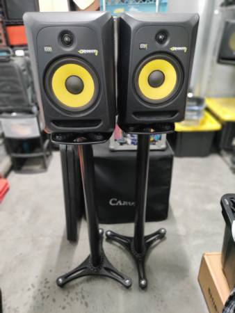 KRK Rokit8 G3 monitors with stands. 1
