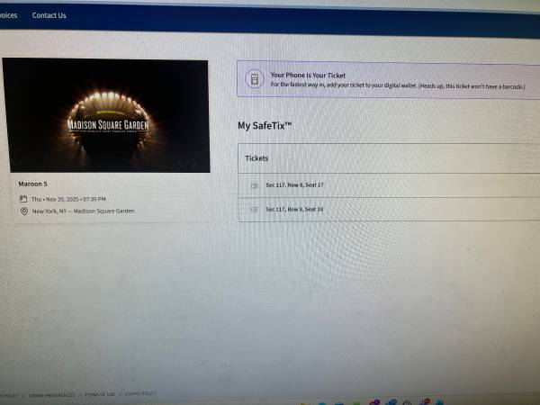 Maroon 5 @ Madison Square Gardens Thursday Nov 20th!! 1