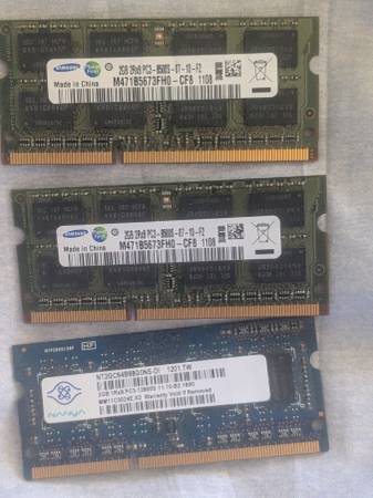 Two matched SAMSUNG ddr3-1066 2gbx2 sodimm ram modules 4gb total for 1
