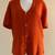 Orange Handmade Crochet Knit  Buttoned Top for Women Short Sleeve 18 thumbnail