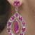 New 15.49ctw Pink Sapphires Silver Dangle Earrings 4 thumbnail