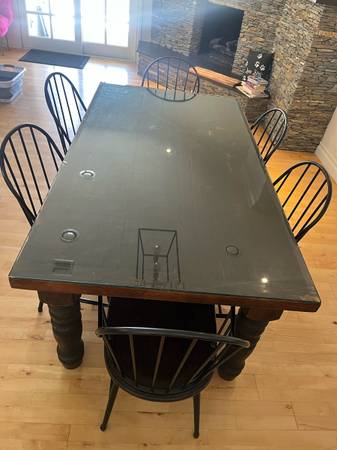 Farmhouse Wood Dining Table and Chairs (set of 6) - $500 (Tarzana)63471471539073122