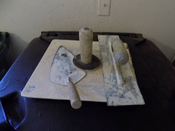 Plaster Trowels, Post Hole Digger, Pitch Fork. 1