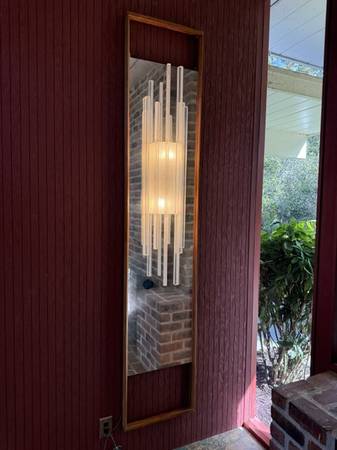 Mid Century Modern wall art with mirror and light circa 1970 1