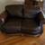 Leather serpentine loveseat carved wood trim 3 thumbnail