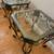 2 Vintage Tables Side /Accent Glass Top with Wrought Iron Base SET... 3 thumbnail