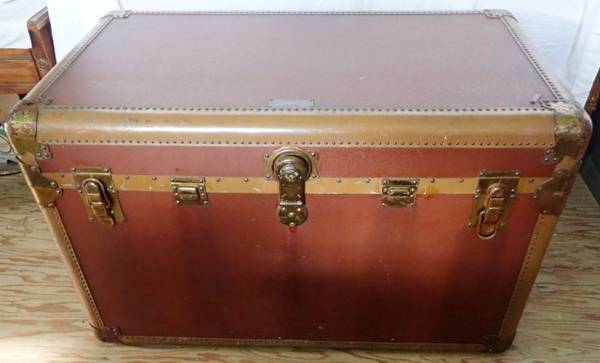 Hartmann Steamer Very Large Trunk Flat Top/Tray Gibraltarized Antique 1