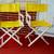 2 DIRECTOR'S CHAIRS Yellow Vinyl Portable Folding Furniture CHAIR SET 8 thumbnail