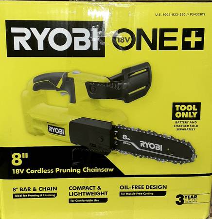 Ryobi 18 volt Cordless 8 inch Pruning Chainsaw.    New 1