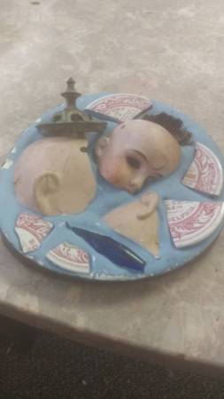 Oringnal one of a kind Scott Jordan doll heads sculpture 1