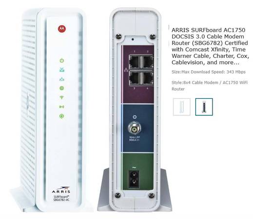 ARRIS SURFboard AC1750 DOCSIS 3.0 Cable Modem Router (SBG6782) 1