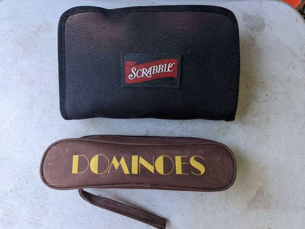 SCRABBLE, DOMINOS, CRIBBAGE travel games 1