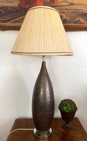 Tall Bronze Hammered Table Lamp 1