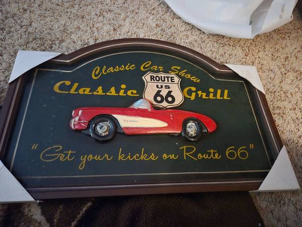 Brand new wooden classic car RTE 66 sign 1