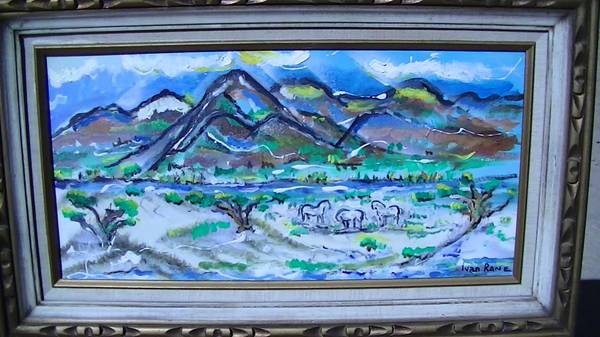 Ivan Rane New Mexico Oil /Canvas "Taos Valley Horses" 10"X 20" 1