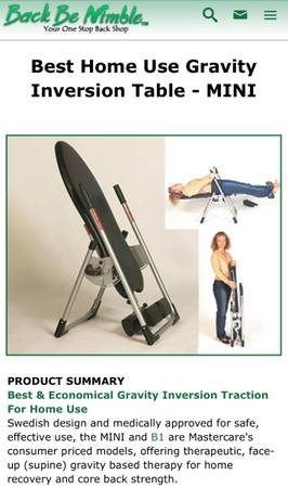 INVERSION TABLE- LOW BACK DECOMPRESSION 1