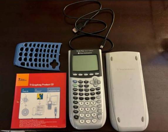Texas Instruments TI-84 Plus Graphing Calculator - Silver, CD and Sync cable 1