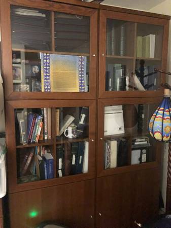 IKEA Bookcase comb w glass doors, brown walnut effect 1