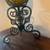 Victorian Canary Yellow Oil Lamp with Wrought Iron Base 60s 70s Metal 4 thumbnail