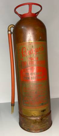 Vintage Badger Brass Copper Fire Extinguisher, 24” Tall 1