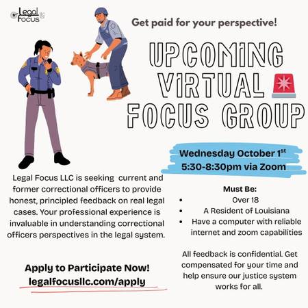 Correctional Officers Needed for Paid Focus Groups63904505939331120
