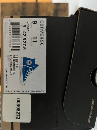 Converse All Star High Tops, Snorkel Blue, Mens 9/Womens 11