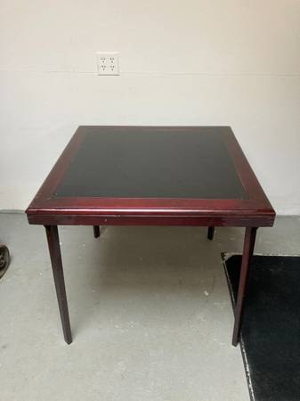 Wooden Card Table With Faux Leather Top  32" 1