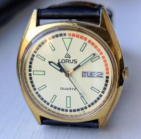 セイコー LORUS 腕時計 Vintg PERFECT DIAL GENTLEMEN'S LORUS DAY-DATE SEIKO Watch