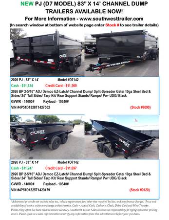 NEW PJ (D7) DUMP TRAILERS AT SOUTHWEST TRAILER SALES (760) 788-8900 1