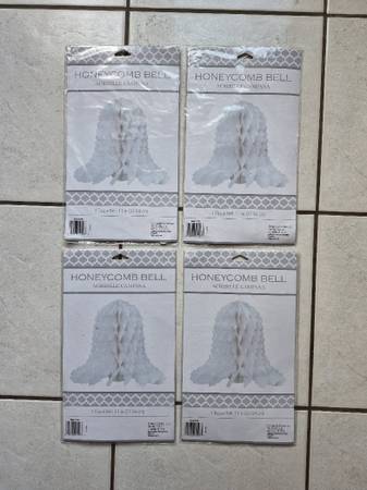 4 NEW White Honeycomb Decorations 1