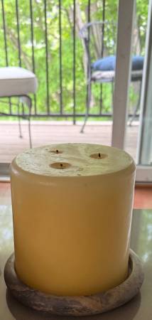 Unique Large Pillar Candle and Holder 1