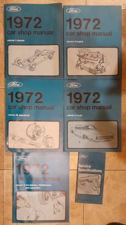 1972 Ford Car Shop Manual 5 Volumes + Spec  Mustang Torino Thunderbird 1