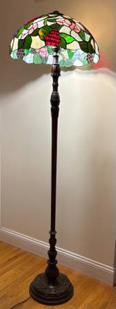 Stained Glass Floor Lamp with Antique Hand-carved Base 1