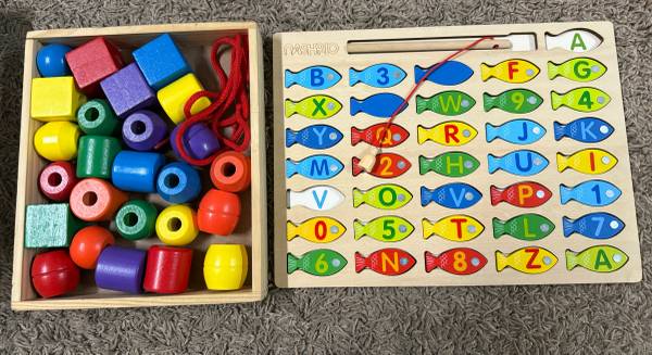 Melissa and Doug lacing beads and fishing toys 1