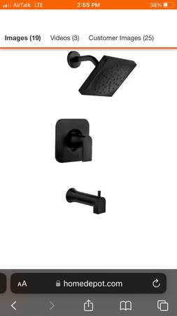 Moen Single-Handle 1Spray Tub &Shower Faucet Matt Black 1