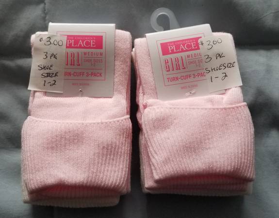 Girls Socks Children's Place 3 Cuff Socks Size M Fits Shoe Size 1-2 1