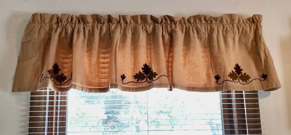 Rustic Beige Fall/Autumn Leaves 45" Cotton Lined Window Valance OBO 1
