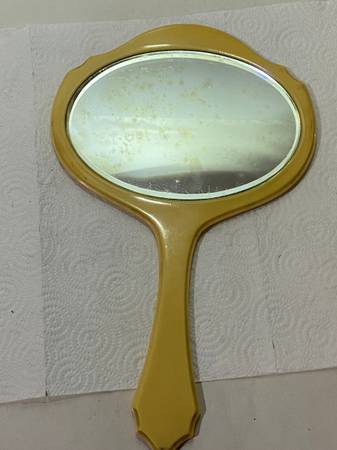 Antique Celluloid Hand Held Mirror 1