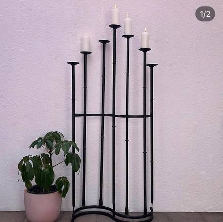 Vintage Wrought Iron Floor Candelabra – Holds 7 Pillar Candles 1