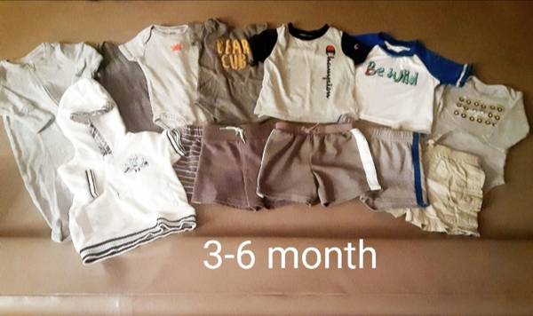 Baby Boy 3-6 mo 13-piece LOT (shirts, shorts, terry hoodie, pjs) 1