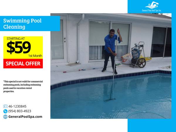 Swimming Pool Services: First Month:$59 | Pool Cleaning 1
